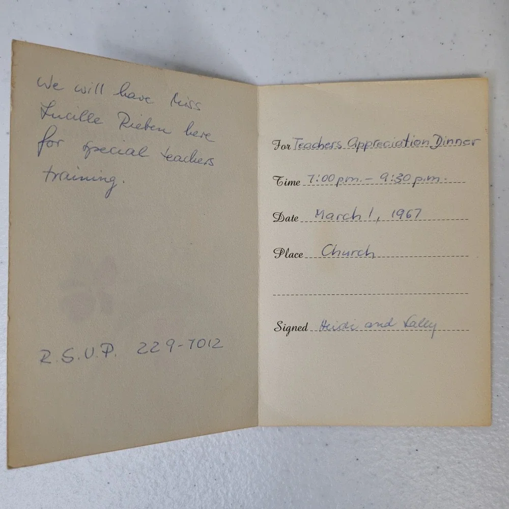 VTG Hallmark Greeting Cards 1967 Teacher Appreciation Thank You Note Ephemera‎